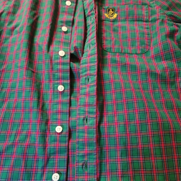 💥ABERCROMBIE AND FITCH💥 MENS SIZE SMALL, GREEN, RED, "MUSCLE" LABEL, BUTTON UP - Picture 5 of 5